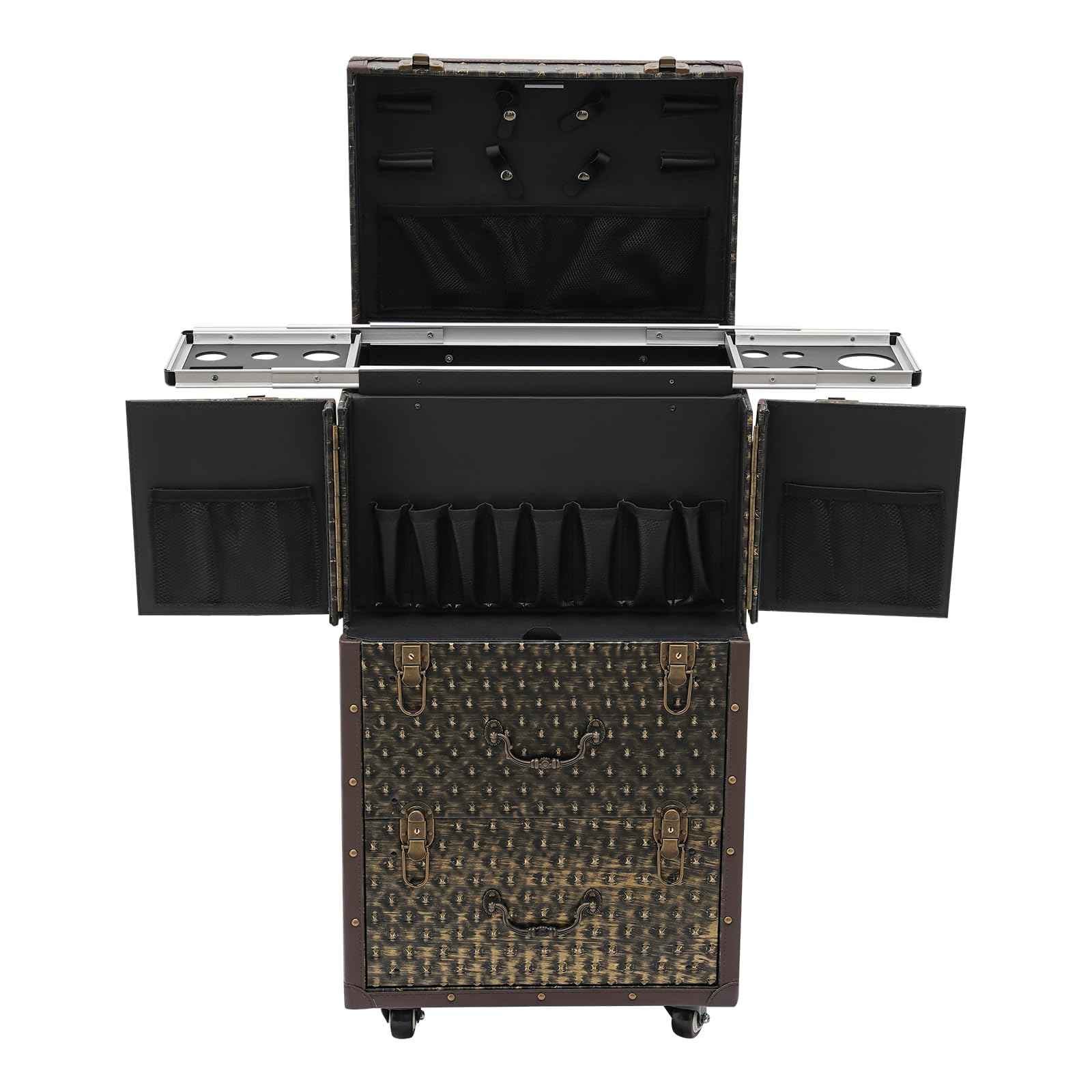 Beauty Makeup Salon - Rolling Lockable Makeup Train Case Hairdressing