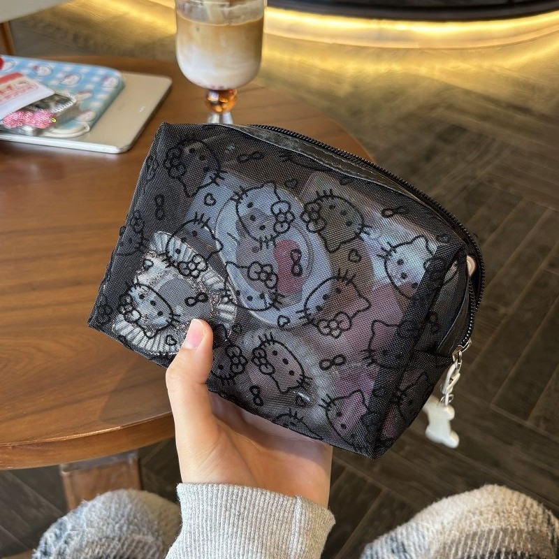 Beauty Kiss Makeup - Cartoon Hello Kitty Black Mesh Cosmetic
