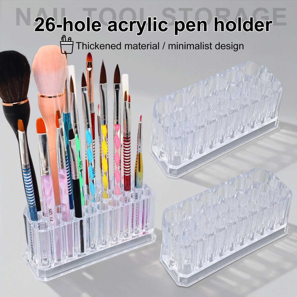 Beauty Makeup Brands - 26 Holes Acrylic Nail Brushes Organizer