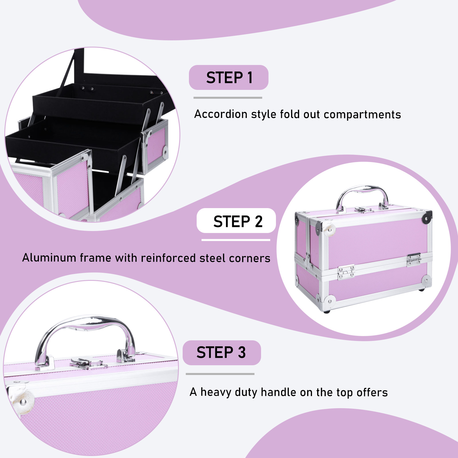 Pink Aluminum Alloy Makeup Cas - Beauty Makeup Salon recensie en prijs